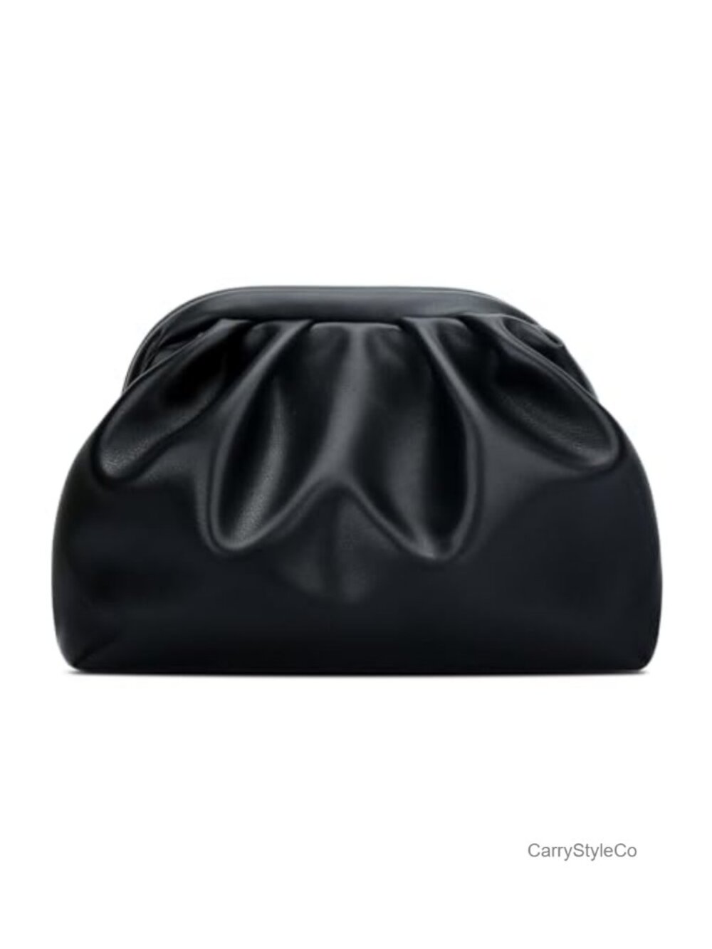 Vegan Leather Ruched Clutch Purse with Detachable Chain Strap